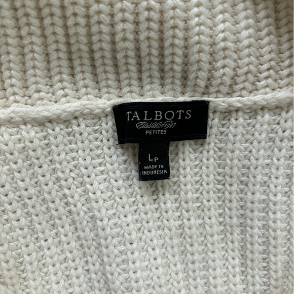 Talbots 100% Cotton Cream White Cardigan Button Front Womens size LP - Picture 3 of 7